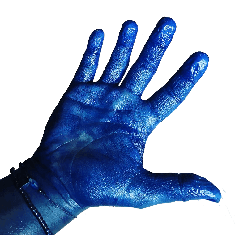 main bleue